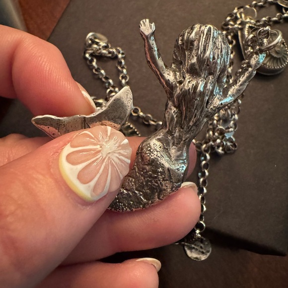 Solid Sterling Silver Mermaid Pendant Necklace - Picture 7 of 7
